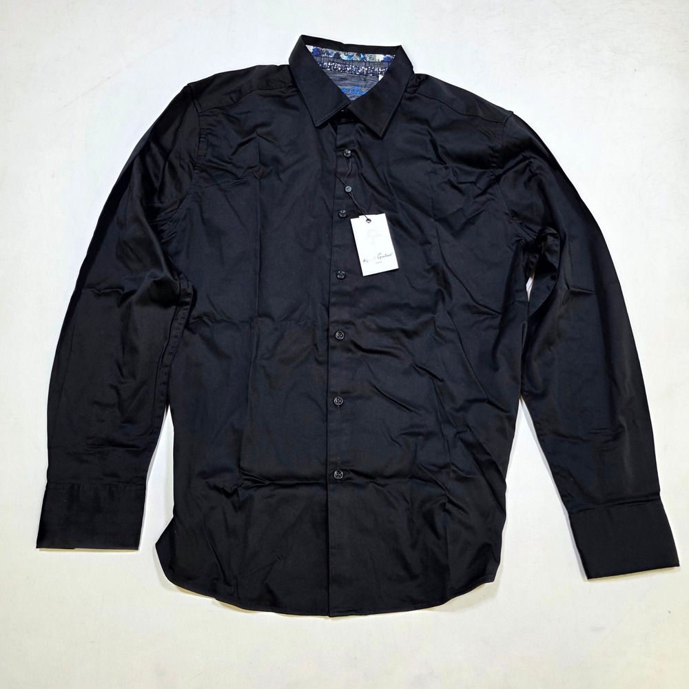 Robert Graham Button Down Shirt Mens 2XL Black Rutherford 2 Stretch Classic Fit